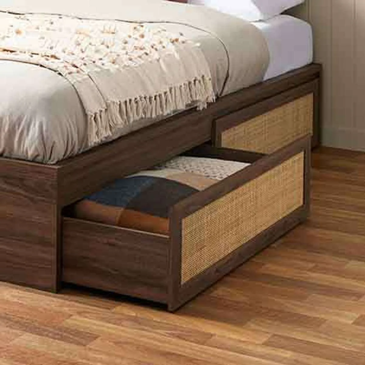 Noosa Rattan Queen Storage Bed Base - Walnut - Image 2
