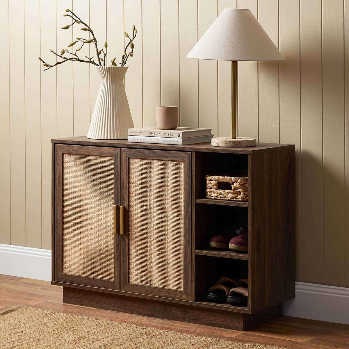 Noosa Rattan Shoe Cabinet - Walnut - Image 3