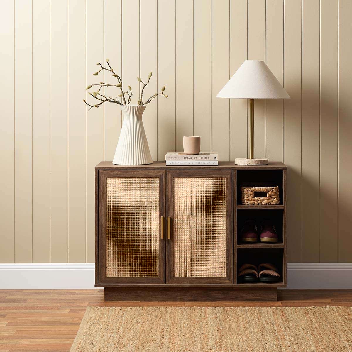 Noosa Rattan Shoe Cabinet - Walnut - Image 4