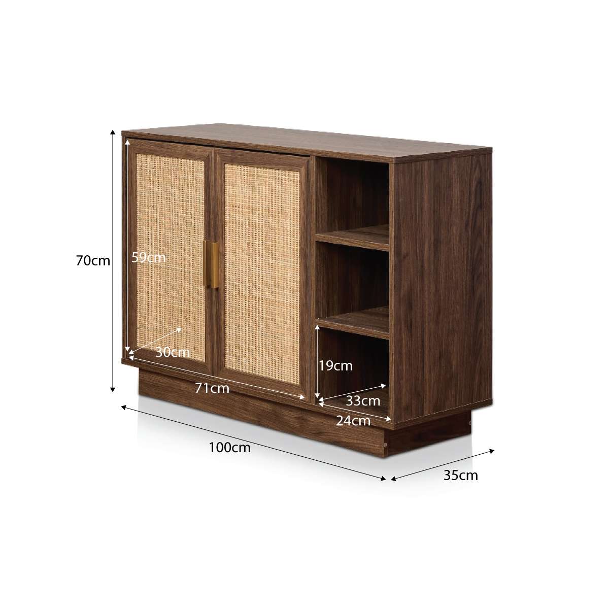 Noosa Rattan Shoe Cabinet - Walnut - Image 9