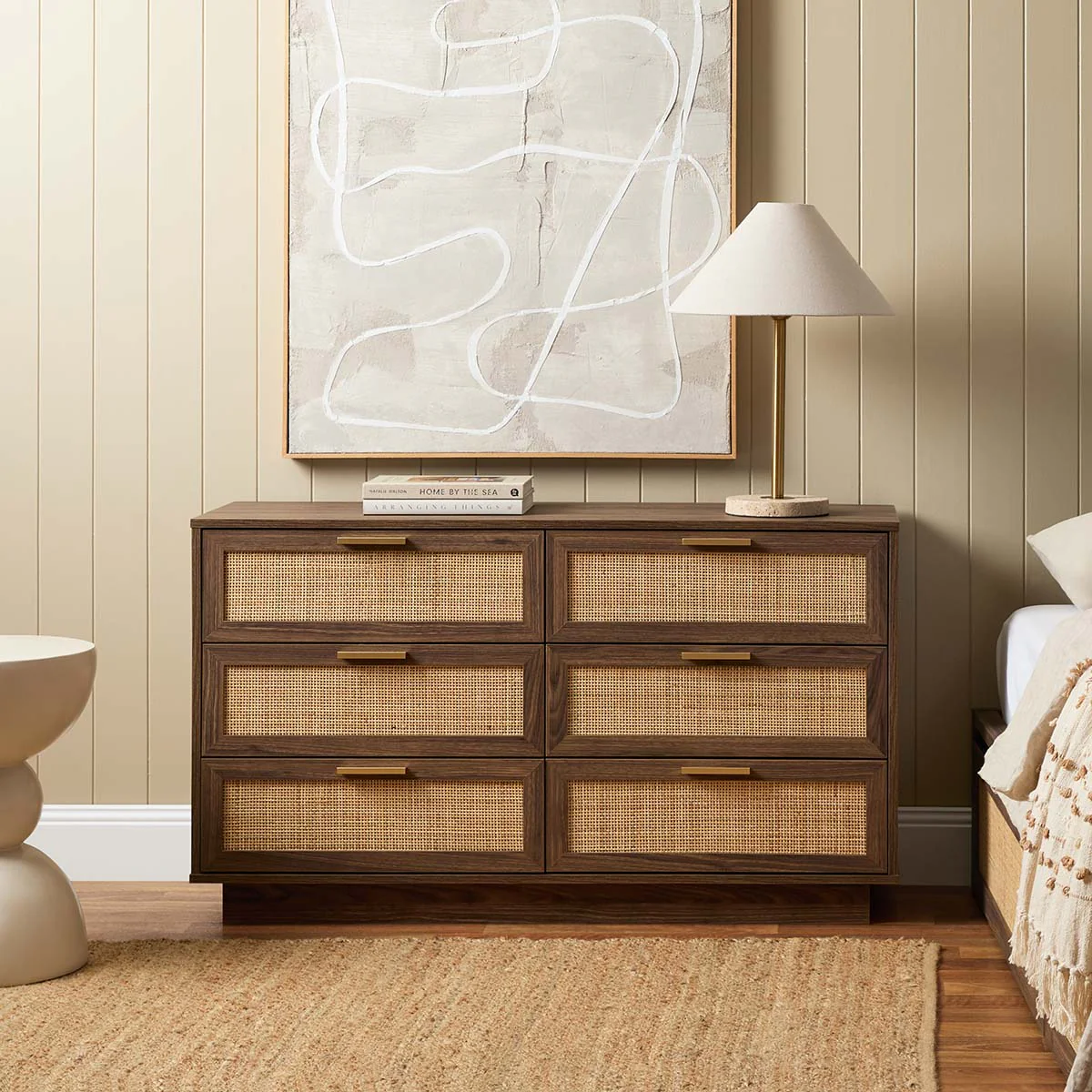 Noosa Rattan Six Drawer - Walnut
