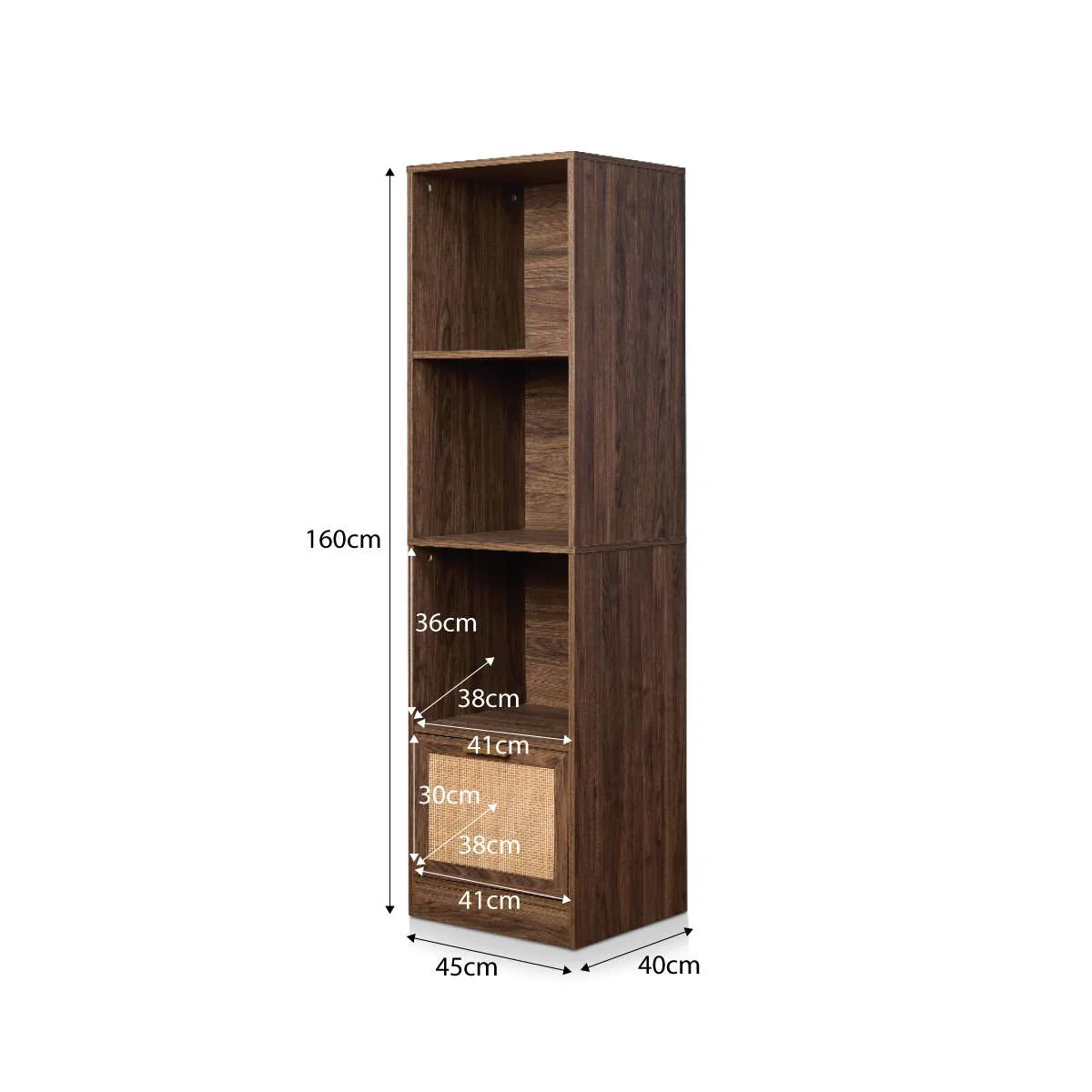 Noosa Rattan Slim Bookcase - Walnut - Image 8