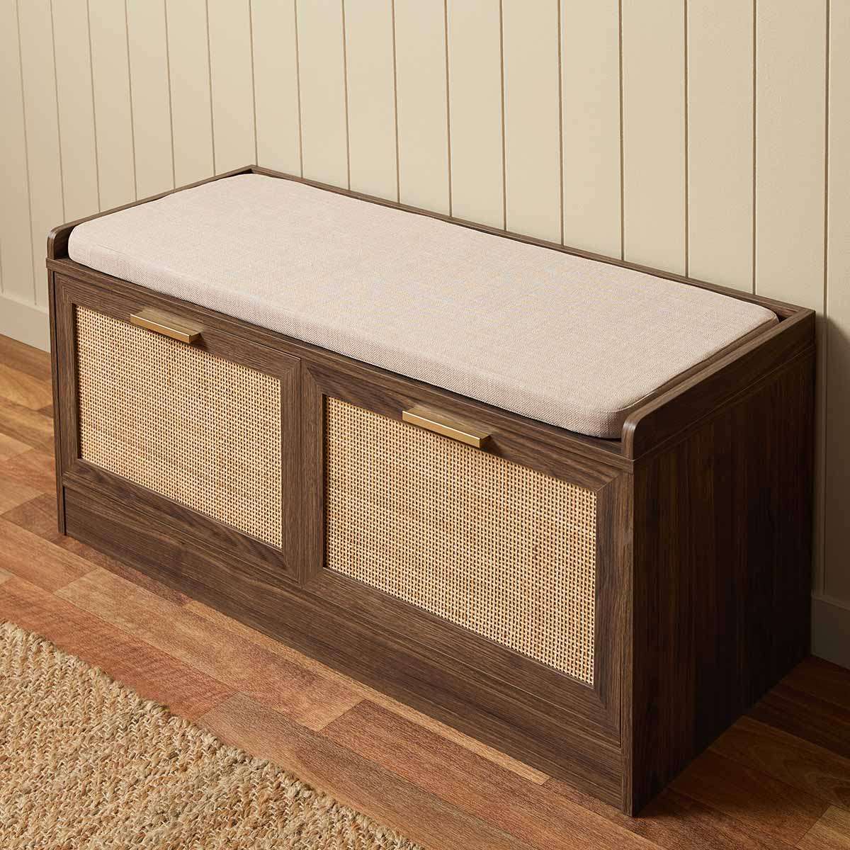 Noosa Rattan Storage Bench Seat - Walnut - Image 4