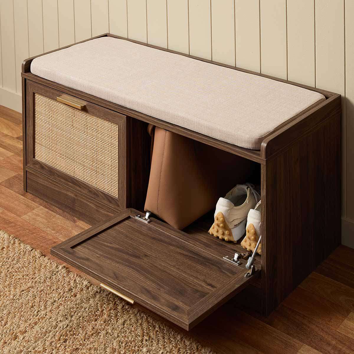 Noosa Rattan Storage Bench Seat - Walnut - Image 5