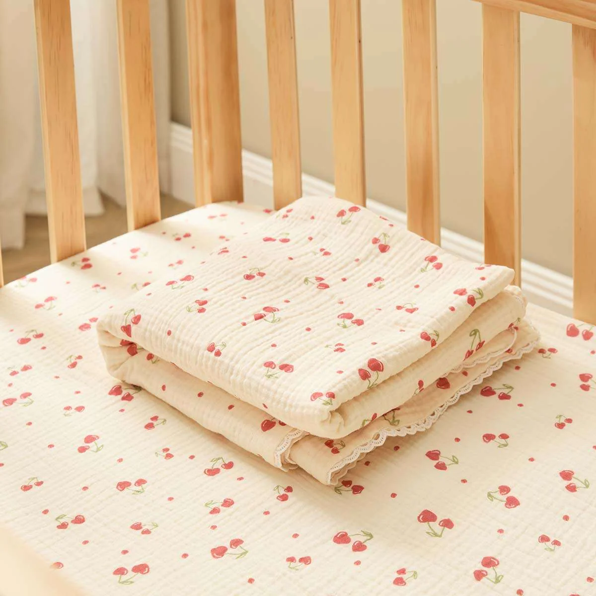 Organic Cotton Blanket - Cherry Heart - Image 6