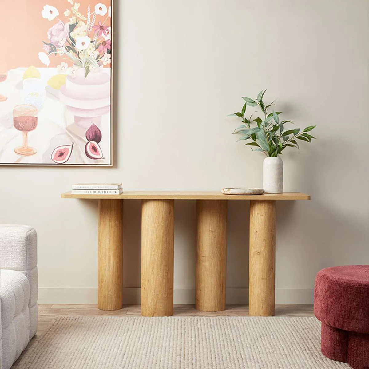 Otis Chunky Leg Console Table - Natural - Image 3