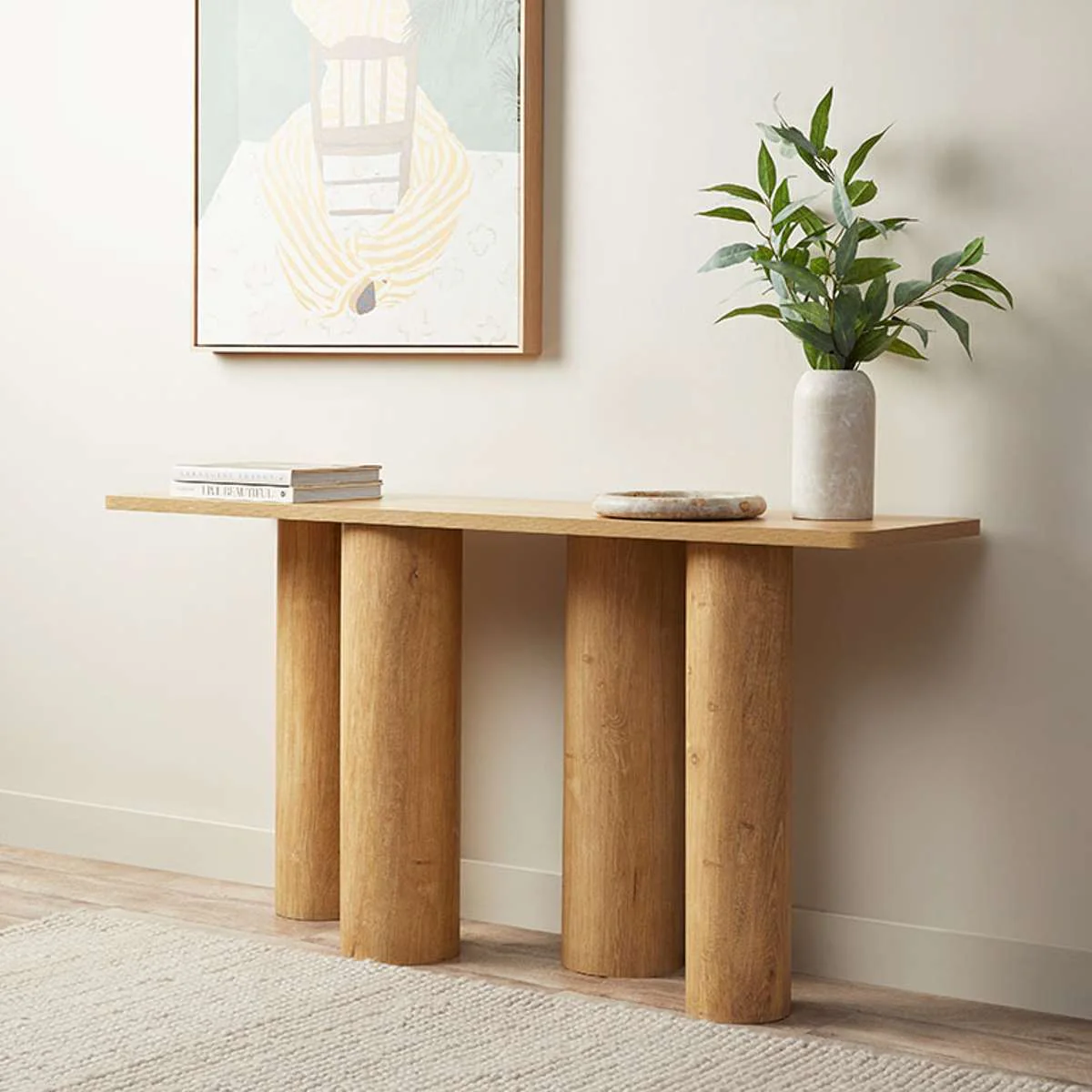 Otis Chunky Leg Console Table - Natural - Image 4