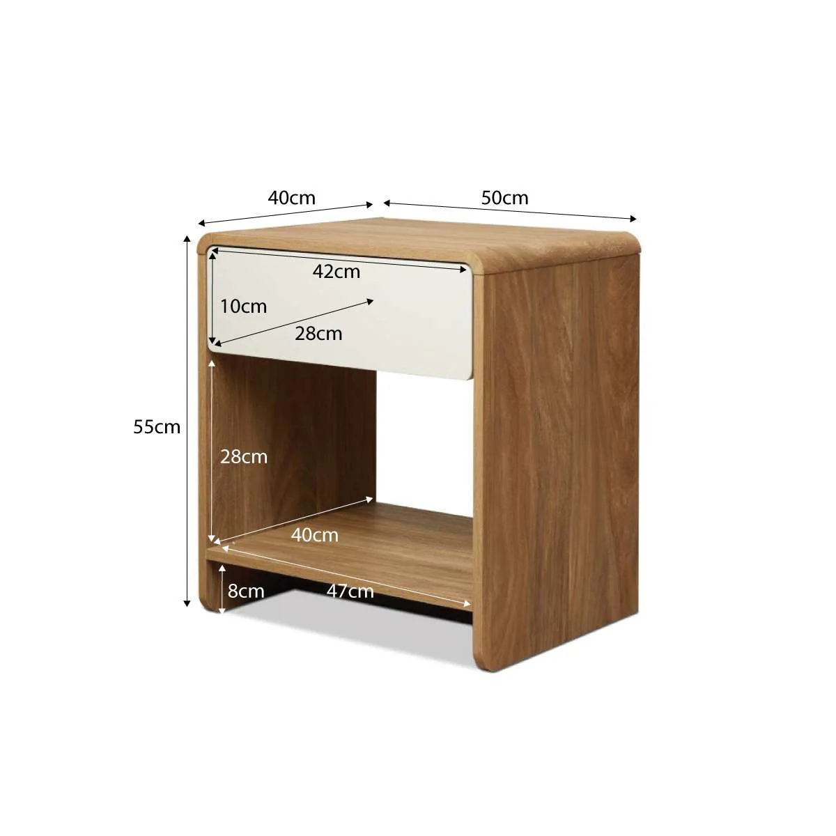 Owen Bedside Table - Pecan/Beige - Image 12