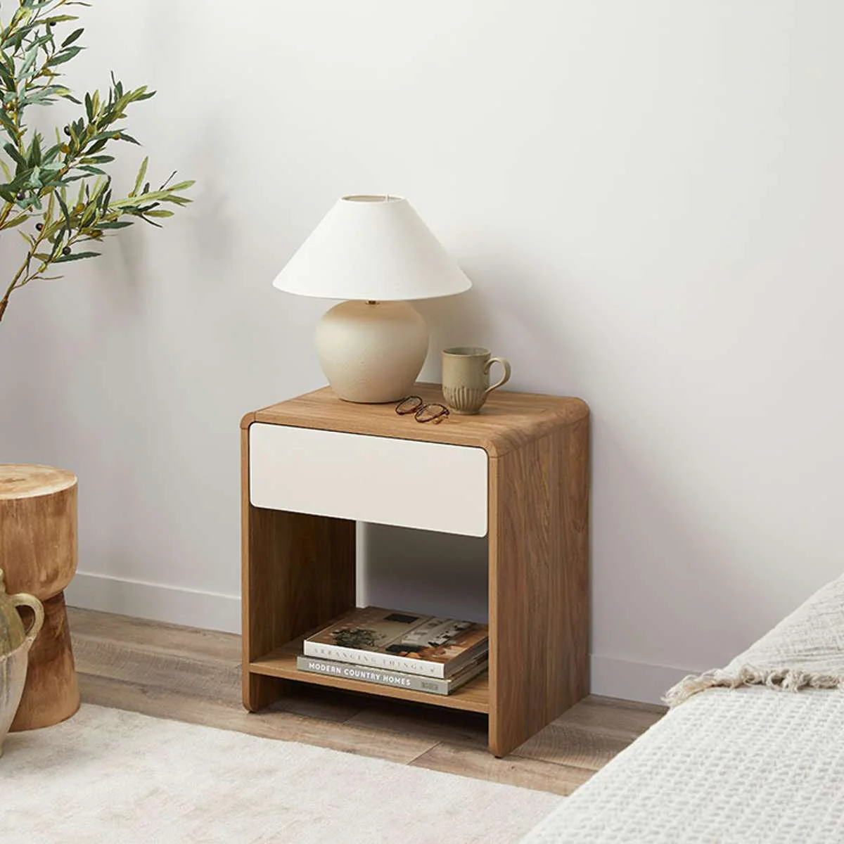 Owen Bedside Table - Pecan/Beige - Image 3