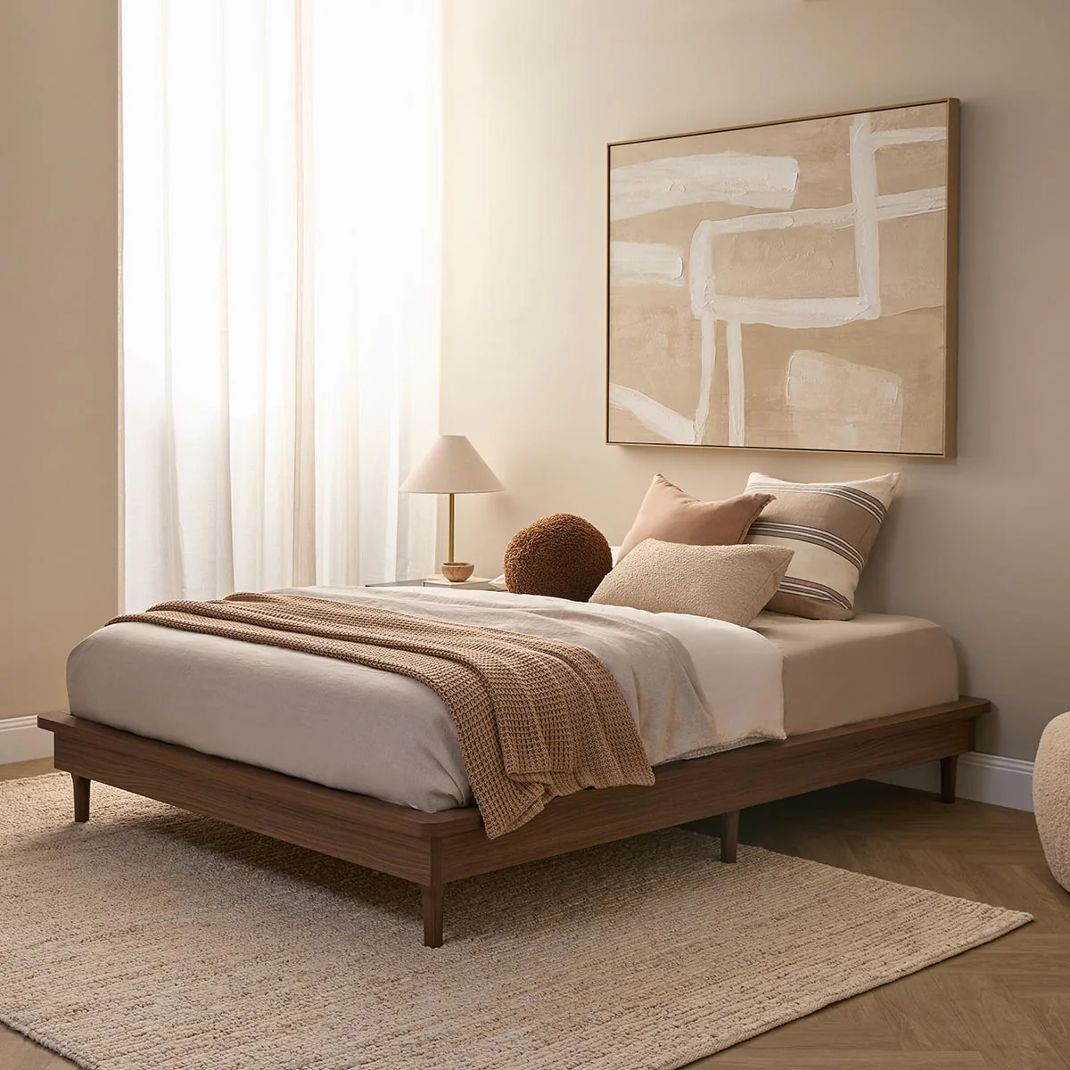 Queen Bed Base - Walnut