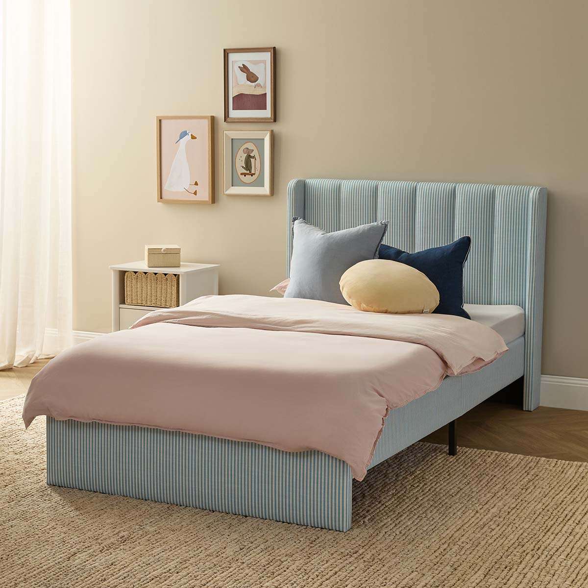 Quinn King Single Bed - Blue Stripe - Image 2