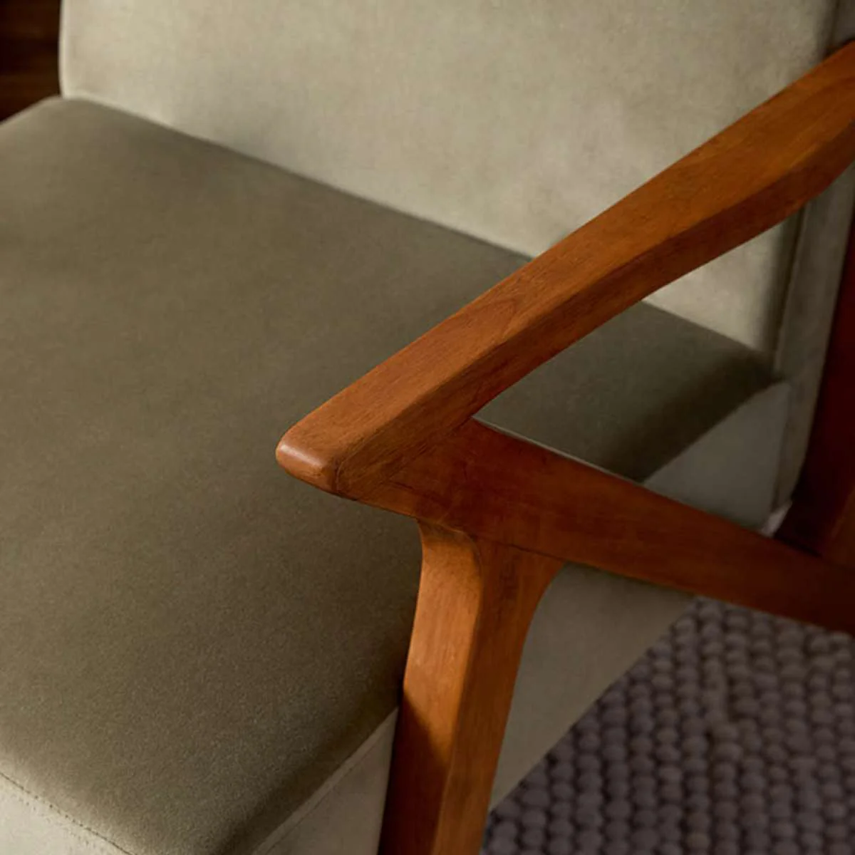 Ray Velvet Occasional Chair - Sage/Walnut - Image 3