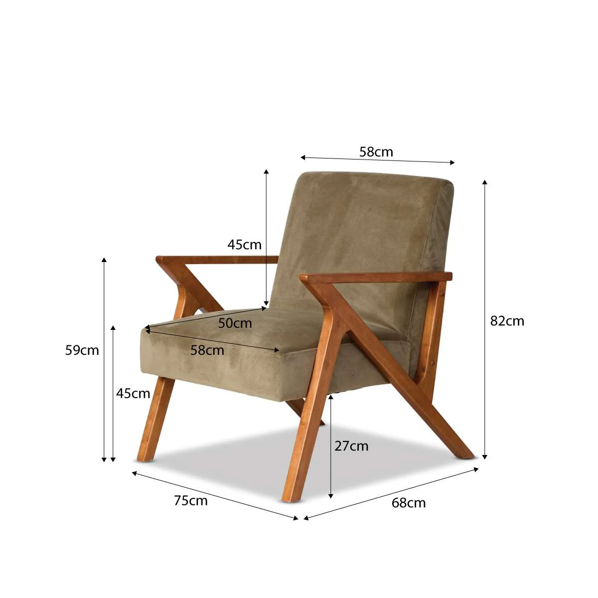 Ray Velvet Occasional Chair - Sage/Walnut - Image 6