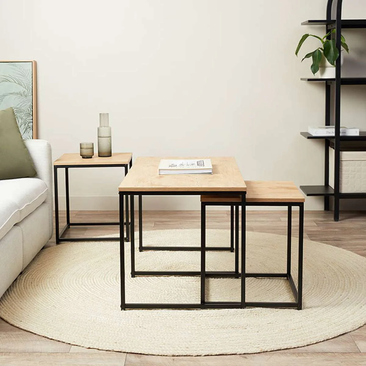 Reese Coffee and Side Table Set - Natural/Black - Image 3