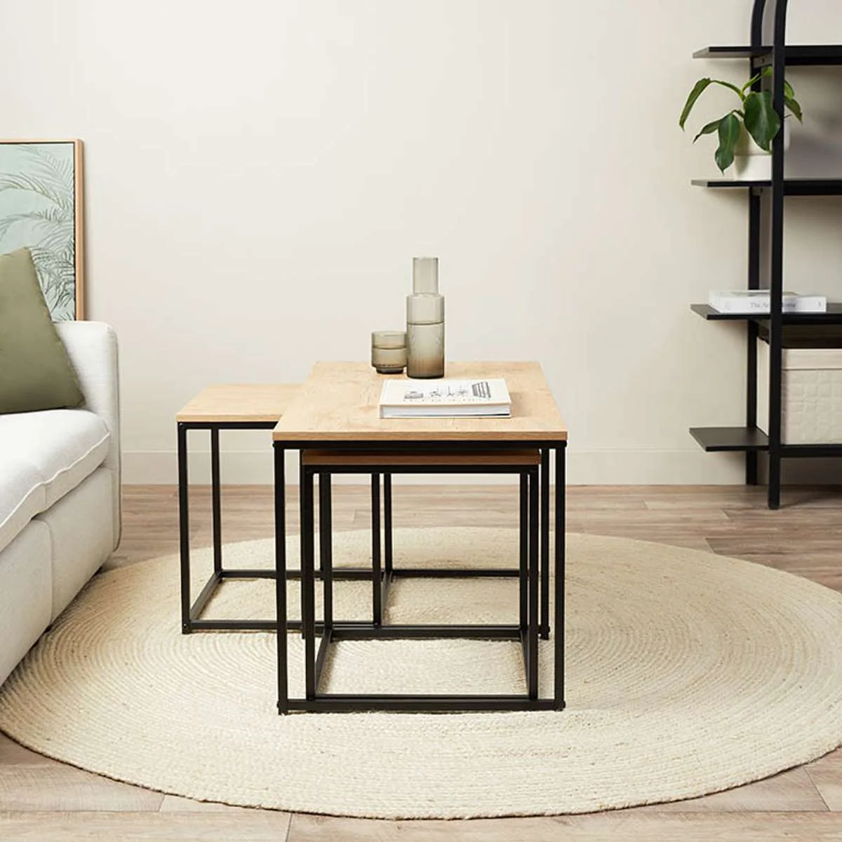 Reese Coffee and Side Table Set - Natural/Black - Image 4