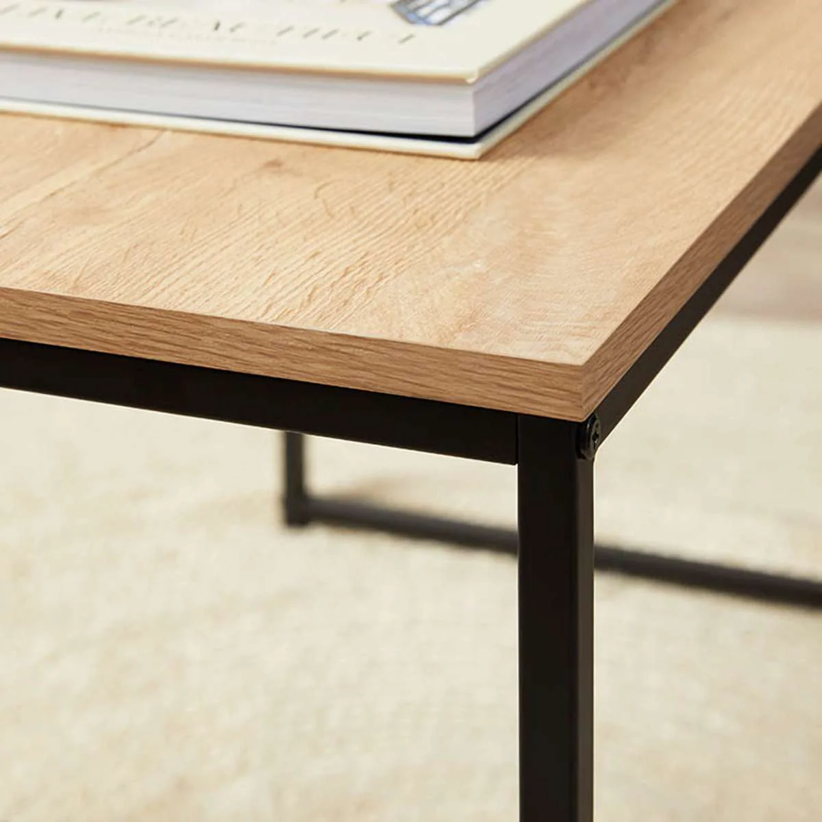 Reese Coffee and Side Table Set - Natural/Black - Image 5