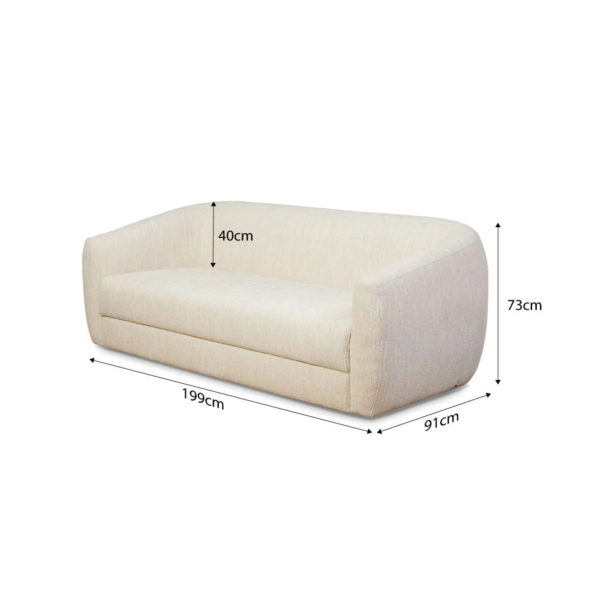 Reign 2.5 Seater Sofa - Cream - Image 10