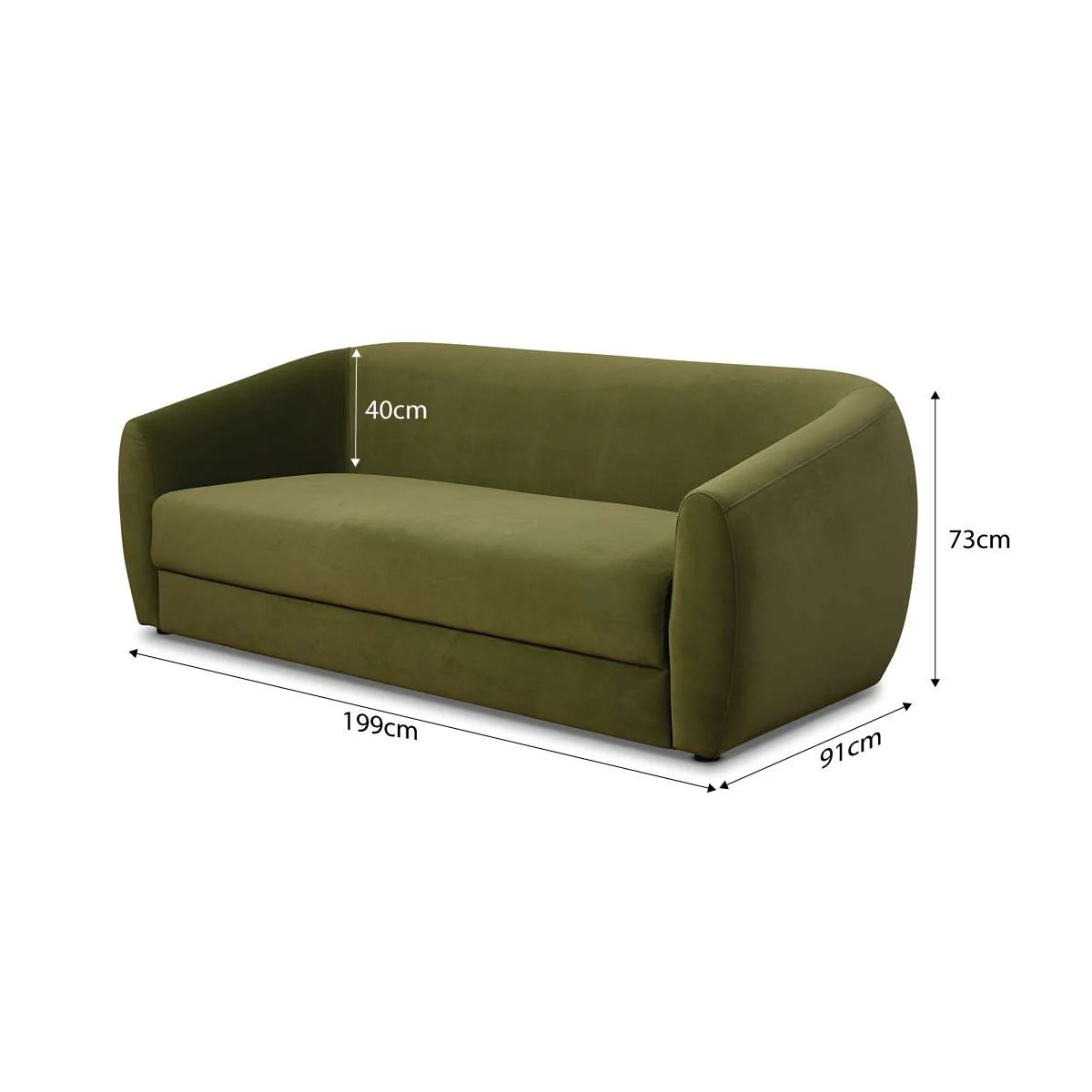 Reign 2.5 Seater Sofa - Olive Green Velvet - Image 12