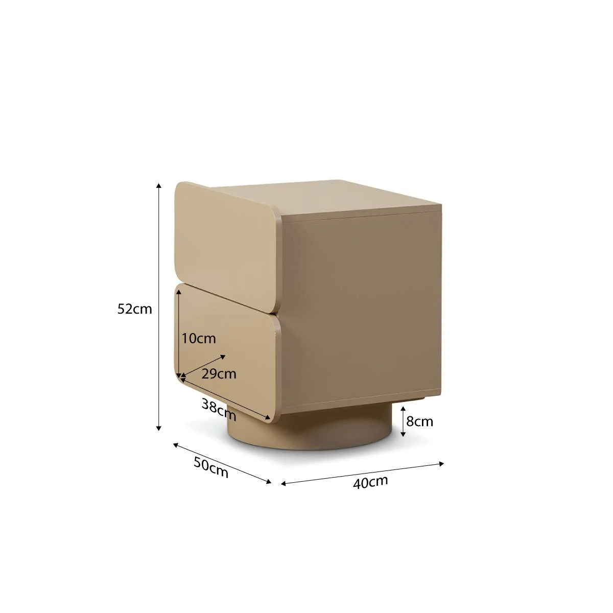 Robbie Two Drawer Bedside Table - Stone - Image 7