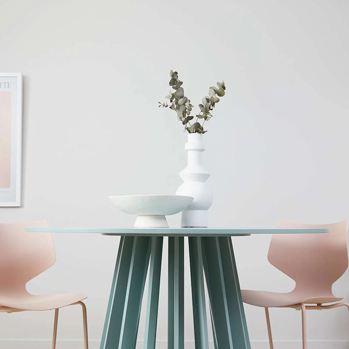 Rune Four Seater Slatted Round Dining Table - Sage - Image 4