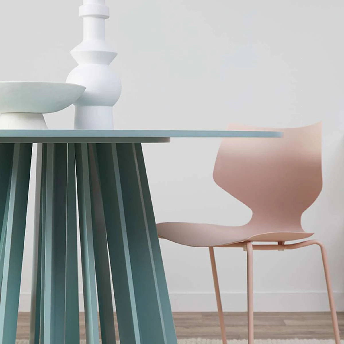 Rune Four Seater Slatted Round Dining Table - Sage - Image 5