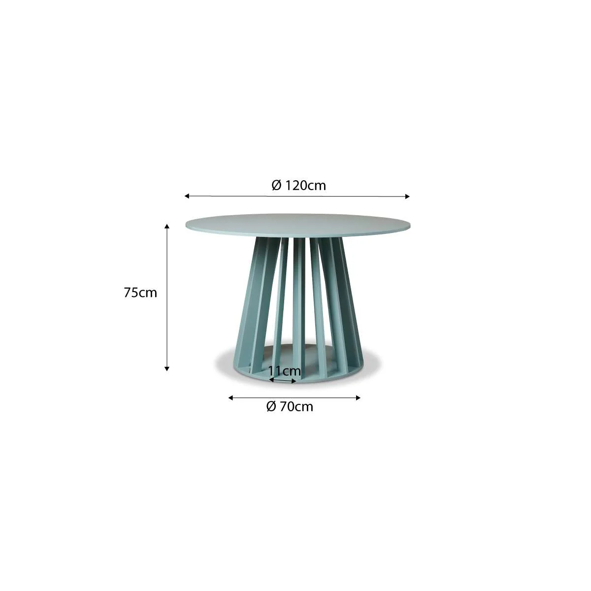 Rune Four Seater Slatted Round Dining Table - Sage - Image 9
