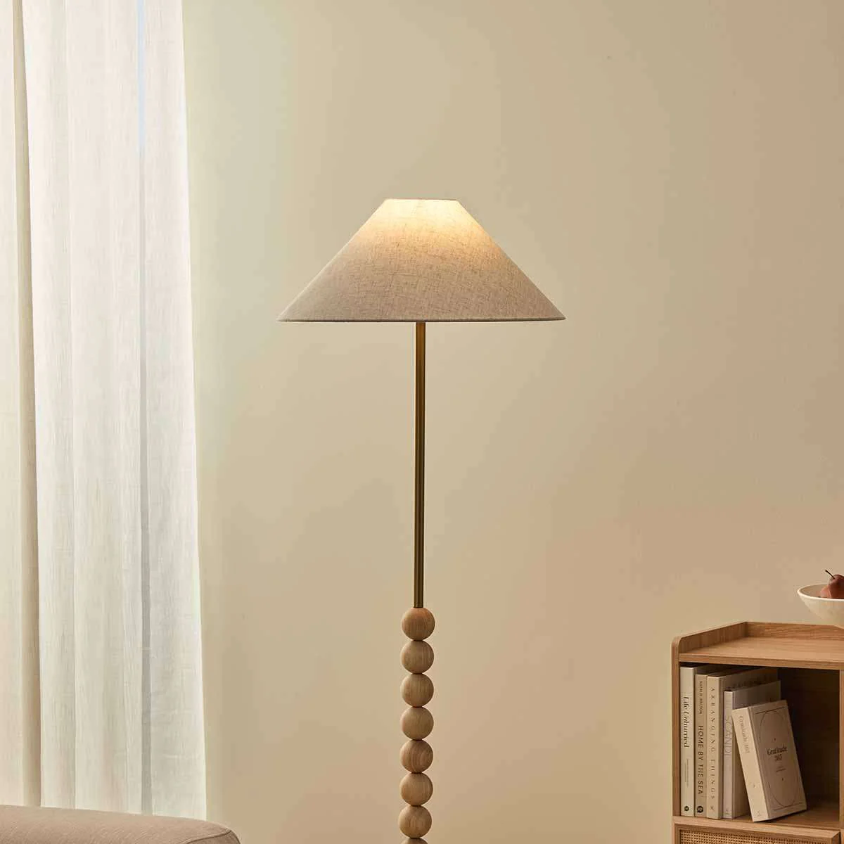 Skyla Sphere Wooden Ball Floor Lamp - Image 3