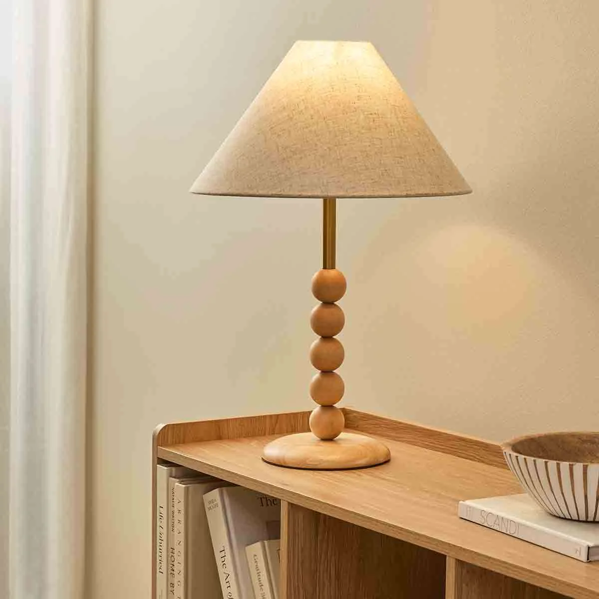 Skyla Sphere Wooden Ball Table Lamp - Image 3