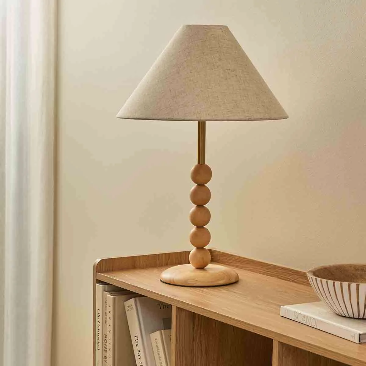 Skyla Sphere Wooden Ball Table Lamp - Image 4