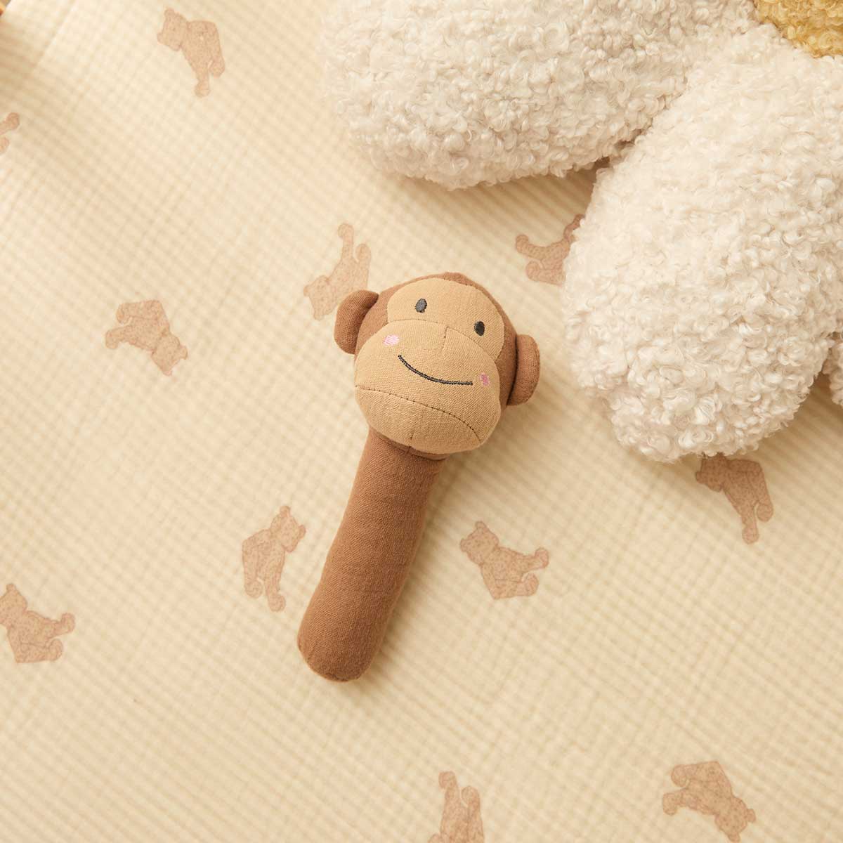 Soft Cotton Monkey Rattle