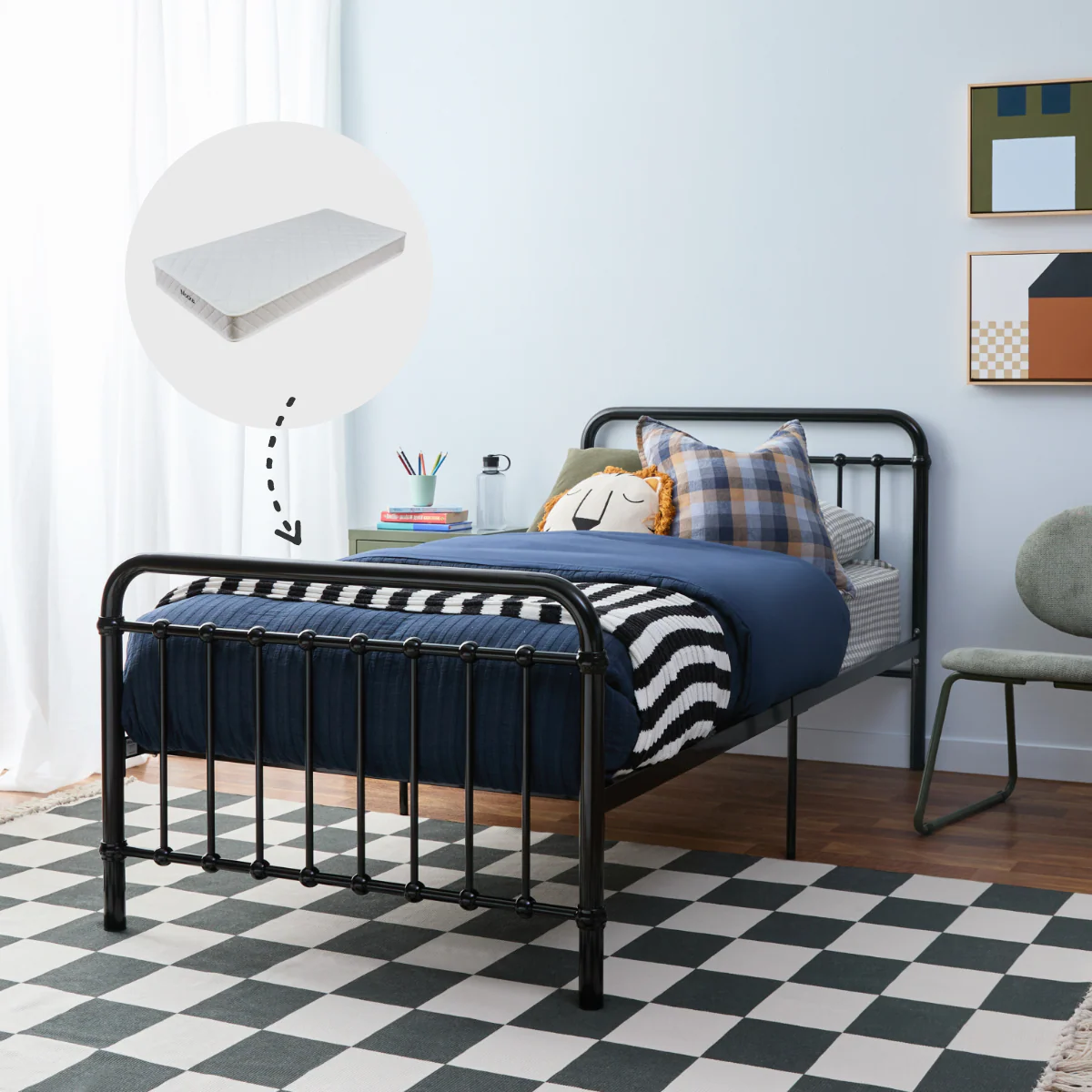 Sonata Single Bed Black + Mattress Bundle