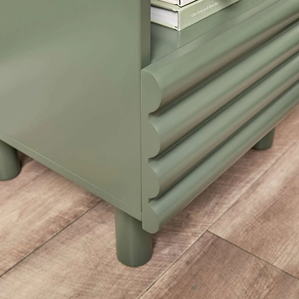 Theodore Ribbed Bedside Table - Green - Image 2