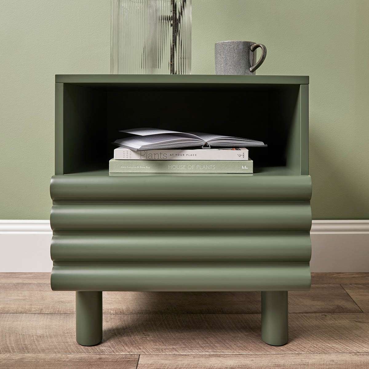 Theodore Ribbed Bedside Table - Green - Image 3