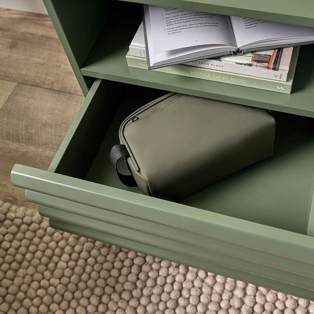 Theodore Ribbed Bedside Table - Green - Image 5