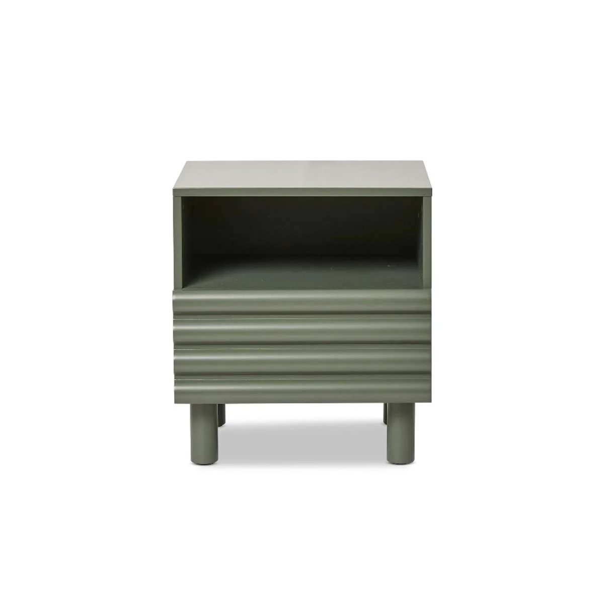 Theodore Ribbed Bedside Table - Green - Image 9