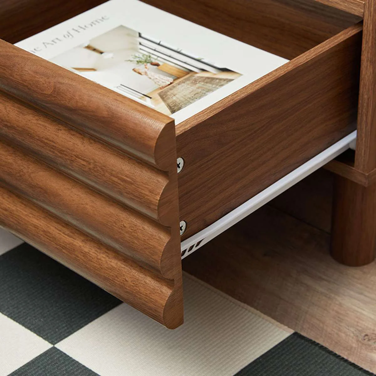 Theodore Ribbed Bedside Table - Walnut - Image 5