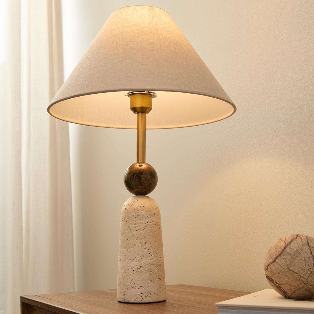 Travertine and Marble Table Lamp - Image 3