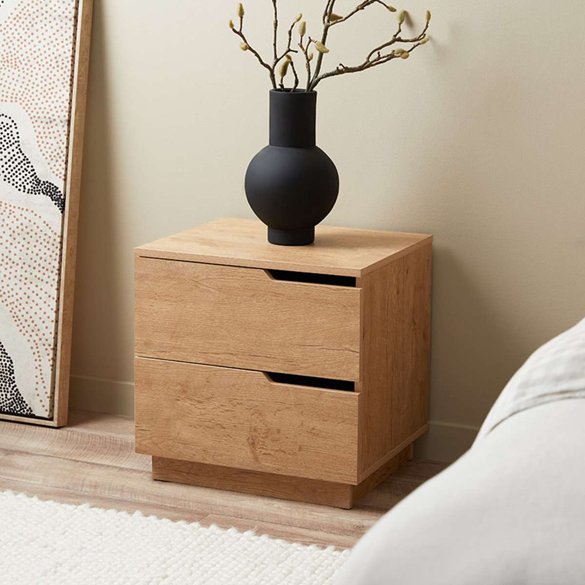 Zack Two Drawer Bedside Table - Natural - Image 3