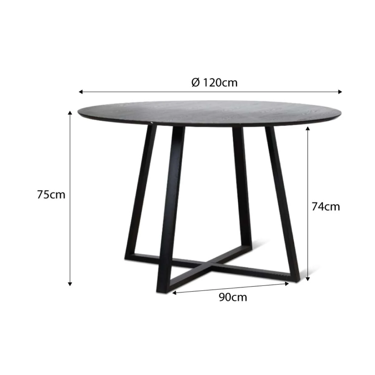 Zander 4 Seater Round Dining Table - Black - Image 8